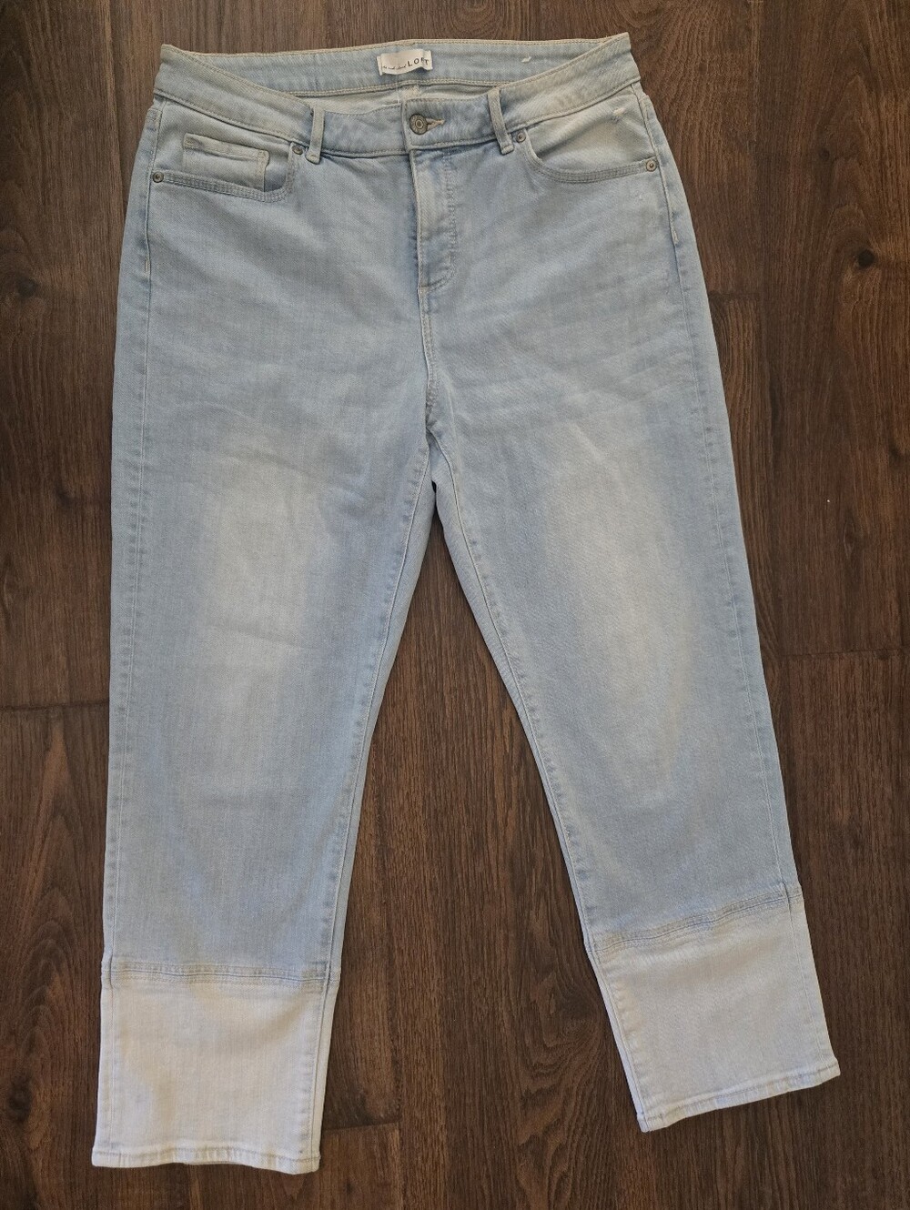 LOFT Light Blue Cropped Ankle Patch Indigo Jeans Size 32
